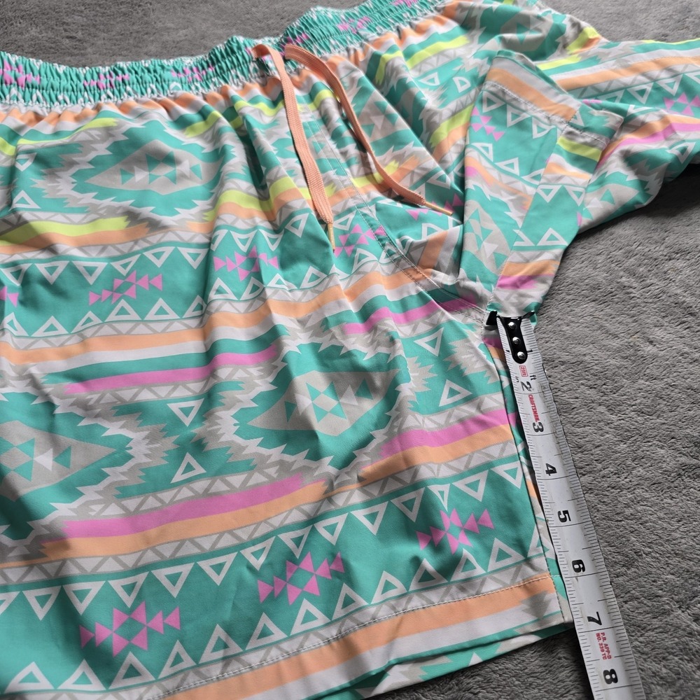 Chubbies Shorts Men's XL Teal Aztec En Fuegos 7" Swim Trunks Lined Drawstring - Picture 6 of 16